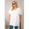 Moteriška Plus Size medvilninė palaidinė su drugelio aplikacijomis, balta