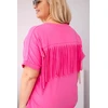 Moteriška Plus Size medvilninė palaidinė su V formos iškirpte, rožinės spalvos