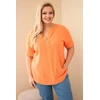 Moteriška Plus Size medvilninė palaidinė su sagomis, oranžinės spalvos