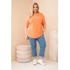 Moteriška Plus Size medvilninė palaidinė su sagomis, oranžinės spalvos