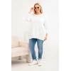 Moteriška Plus Size medvilninė palaidinė su dekoratyvinėmis sagomis, ekru spalvos