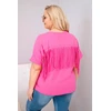 Moteriška Plus Size medvilninė palaidinė su V formos iškirpte, rožinės spalvos