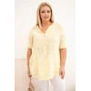 Moteriška Plus Size medvilninė palaidinė trumpomis rankovėmis, geltona