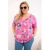 Moteriška Plus Size medvilninė palaidinė su gėlių raštu, rožinės spalvos