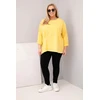 Moteriška Plus Size medvilninė palaidinė ilgomis rankovėmis, geltonos spalvos