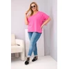 Moteriška Plus Size medvilninė palaidinė su V formos iškirpte, rožinės spalvos