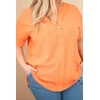 Moteriška Plus Size medvilninė palaidinė su sagomis, oranžinės spalvos