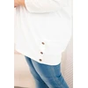Moteriška Plus Size medvilninė palaidinė su dekoratyvinėmis sagomis, ekru spalvos