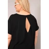 Moteriška Plus Size medvilninė palaidinė trumpomis rankovėmis, juoda