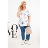 Moteriška Plus Size medvilninė palaidinė trumpomis rankovėmis su kišenėle, balta