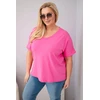 Moteriška Plus Size medvilninė palaidinė su V formos iškirpte, rožinės spalvos