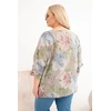 Moteriška Plus Size medvilninė palaidinė trumpomis rankovėmis su gėlių raštu, fango spalvos