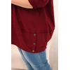 Moteriška Plus Size medvilninė palaidinė su dekoratyvinėmis sagomis, burgundiškos spalvos