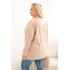 Moteriška Plus Size medvilninė palaidinė su apvalia iškirpte, kapučino spalvos
