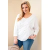 Moteriška Plus Size medvilninė palaidinė su V formos iškirpte, balta