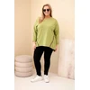 Moteriška Plus Size medvilninė palaidinė su leopardo rašto detalėmis, alyvuogių spalvos