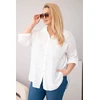 Moteriška Plus Size medvilninė palaidinė su apykakle ir nėriniuotomis detalėmis, balta