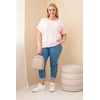 Moteriška Plus Size medvilninė palaidinė su siuvinėtomis gėlėmis, šviesiai rožinė