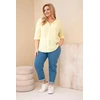 Moteriška Plus Size medvilninė palaidinė su sagute, geltonos spalvos