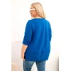Moteriška Plus Size medvilninė palaidinė su dekoratyvinėmis sagomis, kobalto mėlynos spalvos