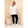 Moteriška Plus Size medvilninė palaidinė su leopardo rašto detalėmis, smėlio spalvos