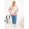 Moteriška Plus Size medvilninė palaidinė su gėlių raštu, smėlio spalvos