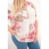 Moteriška Plus Size medvilninė palaidinė su gėlių raštu, smėlio spalvos