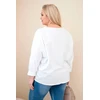 Moteriška Plus Size medvilninė palaidinė su V formos iškirpte, balta