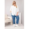 Moteriška Plus Size medvilninė palaidinė su apykakle ir nėriniuotomis detalėmis, balta