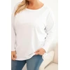 Moteriška Plus Size medvilninė palaidinė su apvalia iškirpte, balta