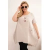 Moteriška Plus Size medvilninė suknelė, smėlio spalvos