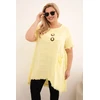 Moteriška Plus Size medvilninė suknelė, geltonos spalvos