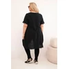 Moteriška Plus Size medvilninė suknelė, juodos spalvos