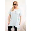 Moteriška Plus Size medvilninė suknelė su asimetriniu apačios kirpimu, mėlynos spalvos