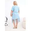 Moteriška Plus Size medvilninė suknelė su V formos iškirpte ir kutais, mėlyna