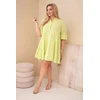 Moteriška Plus Size medvilninė suknelė su raukiniais, šviesiai žalios spalvos