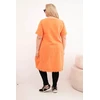 Moteriška Plus Size medvilninė suknelė su asimetriniu kraštu ir kišene, oranžinės spalvos