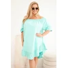 Moteriška Plus Size medvilninė suknelė su raukiniais, mėtų spalvos