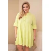 Moteriška Plus Size medvilninė suknelė su raukiniais, šviesiai žalios spalvos