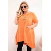 Moteriška Plus Size medvilninė suknelė su asimetriniu kraštu ir kišene, oranžinės spalvos