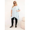 Moteriška Plus Size medvilninė suknelė su asimetriniu apačios kirpimu, mėlynos spalvos