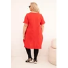 Moteriška Plus Size medvilninė suknelė su asimetrišku ilgesniu nugaros kraštu, raudonos spalvos
