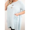 Moteriška Plus Size medvilninė suknelė su asimetriniu apačios kirpimu, mėlynos spalvos