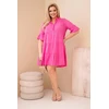 Moteriška Plus Size medvilninė suknelė su raukiniais, rožinės spalvos