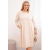 Moteriška Plus Size medvilninė suknelė su rankovėmis, smėlio spalvos
