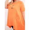 Moteriška Plus Size medvilninė suknelė su asimetriniu kraštu ir kišene, oranžinės spalvos