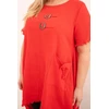 Moteriška Plus Size medvilninė suknelė su asimetrišku ilgesniu nugaros kraštu, raudonos spalvos