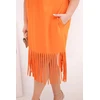 Moteriška Plus Size medvilninė suknelė su V formos iškirpte ir kutais, oranžinė