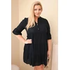 Moteriška Plus Size medvilninė suknelė su raukiniais, juodos spalvos