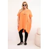 Moteriška Plus Size medvilninė suknelė su asimetriniu kraštu ir kišene, oranžinės spalvos